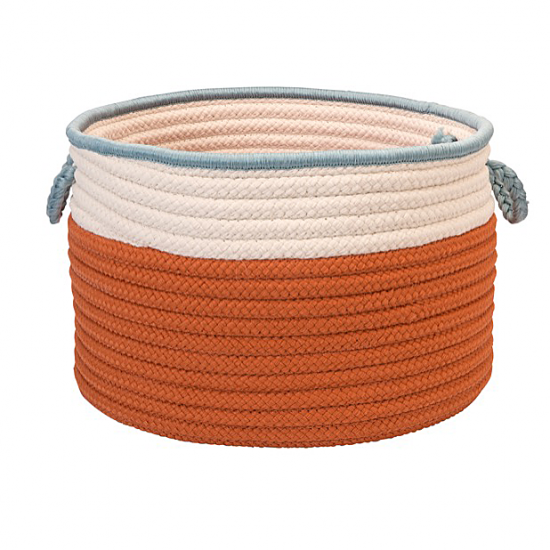 Colonial Mills Basket In The Band Storage Bins Orange & Light Blue Round