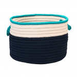 Colonial Mills Basket In The Band Storage Bins Navy & Turquoise Round