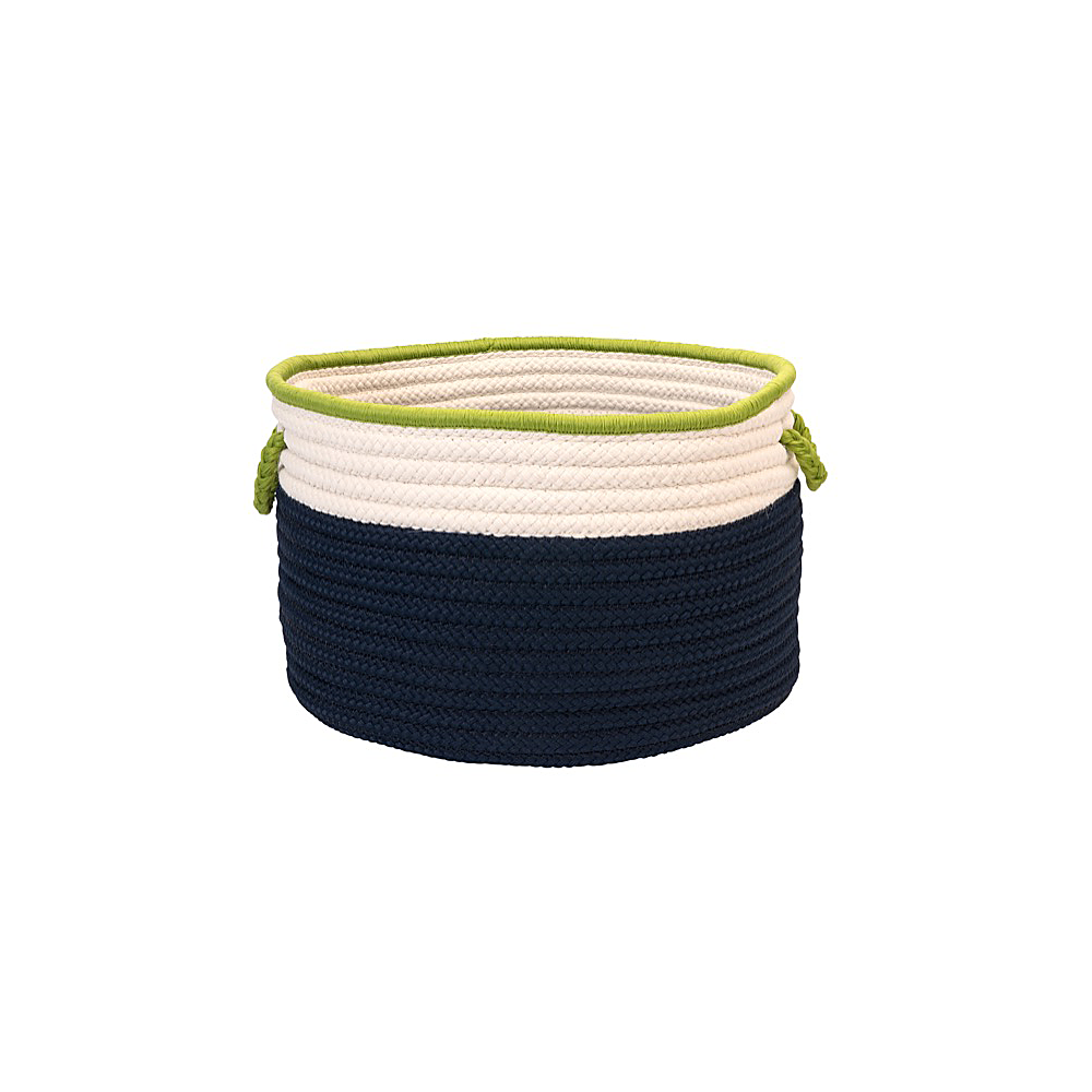 Colonial Mills Basket In The Band Storage Bins Navy & Bright Green Round Colonial Mills Basket In The Band Storage Bins Navy & Bright Green Round