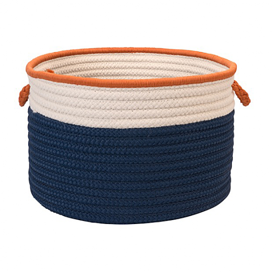 Colonial Mills Basket In The Band Storage Bins Blue & Orange Round