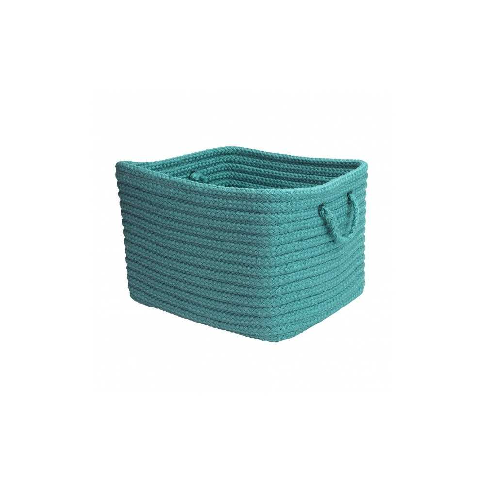 Colonial Mills Basket Modern Farmhouse Braided Mudroom Aqua Rectangle