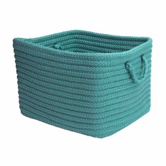 Colonial Mills Basket Modern Farmhouse Braided Mudroom Aqua Rectangle