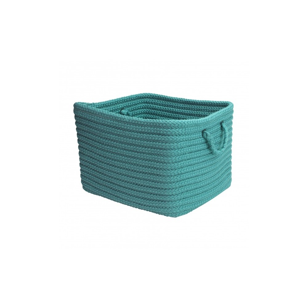 Colonial Mills Basket Modern Farmhouse Braided Mudroom Aqua Rectangle