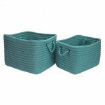 Colonial Mills Basket Modern Farmhouse Braided Mudroom Aqua Rectangle