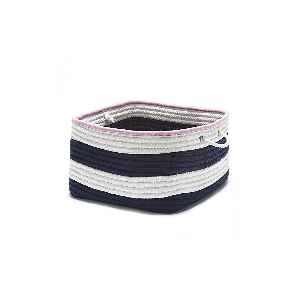 Colonial Mills Basket Nautical Stripe Basket Navy & Pink Square