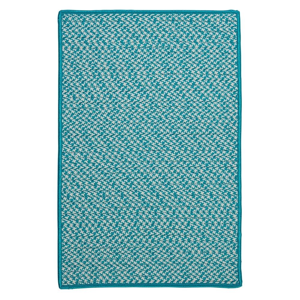 Colonial Mills Rug Outdoor Houndstooth Tweed Turquoise Runner (Rectangle)