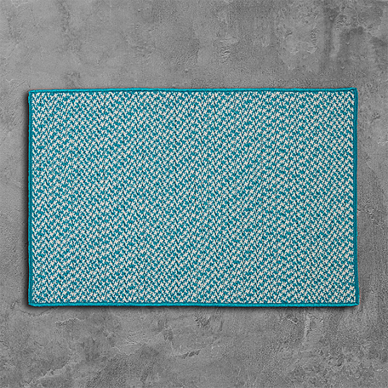 Colonial Mills Rug Outdoor Houndstooth Tweed Turquoise Rectangle