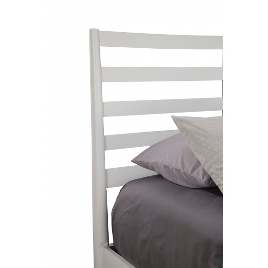 Flynn Retro Queen Bed, w/ Slat Back Headboard, White