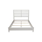 Flynn Retro Queen Bed, w/ Slat Back Headboard, White