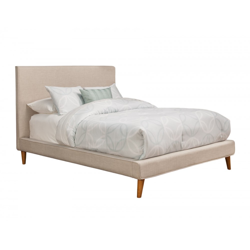 Britney California King Upholstered Platform Bed, Light Grey Linen