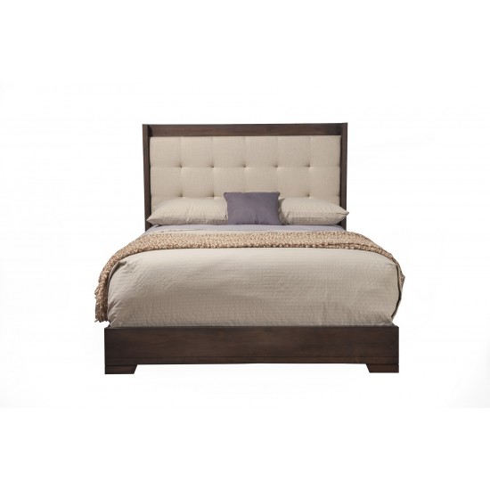 Savannah Tufted Upholstered Queen Bed, Pecan