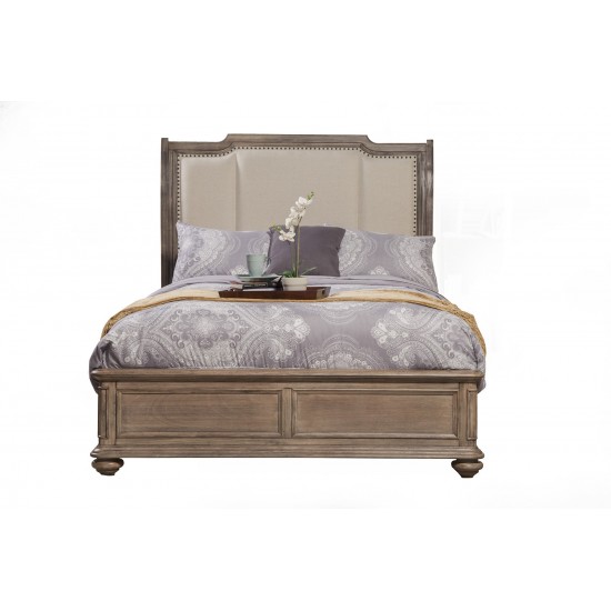 Melbourne Queen Sleigh Bed w/Upholstered Headboard, French Truffle