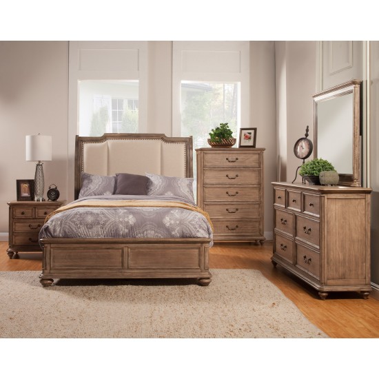 Melbourne Queen Sleigh Bed w/Upholstered Headboard, French Truffle