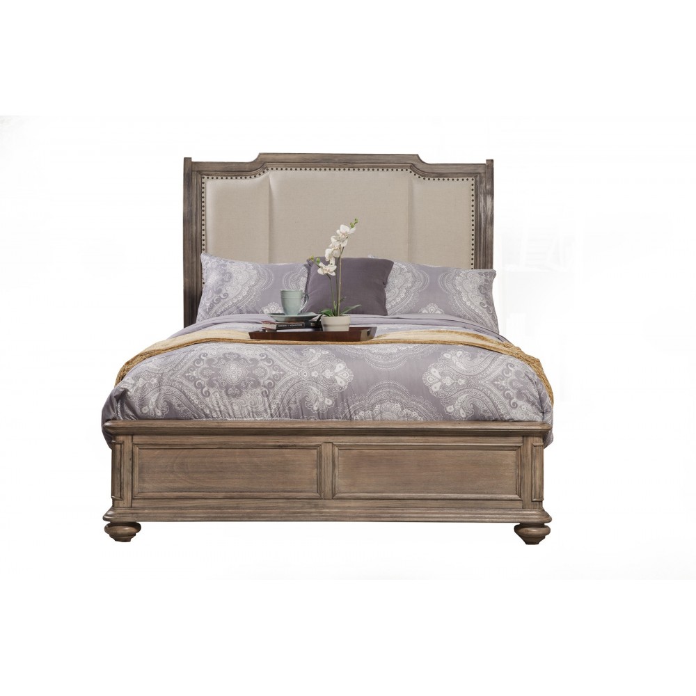 Melbourne California King Sleigh Bed w/Upholstered Headboard, French Truffle