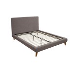 Britney Queen Upholstered Platform Bed, Dark Grey