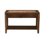 Granada Sofa Table w/Glass Insert & Shelf, Brown Merlot