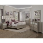 Silver Dreams Queen Panel Bed w/Upholstered Headboard, Silver