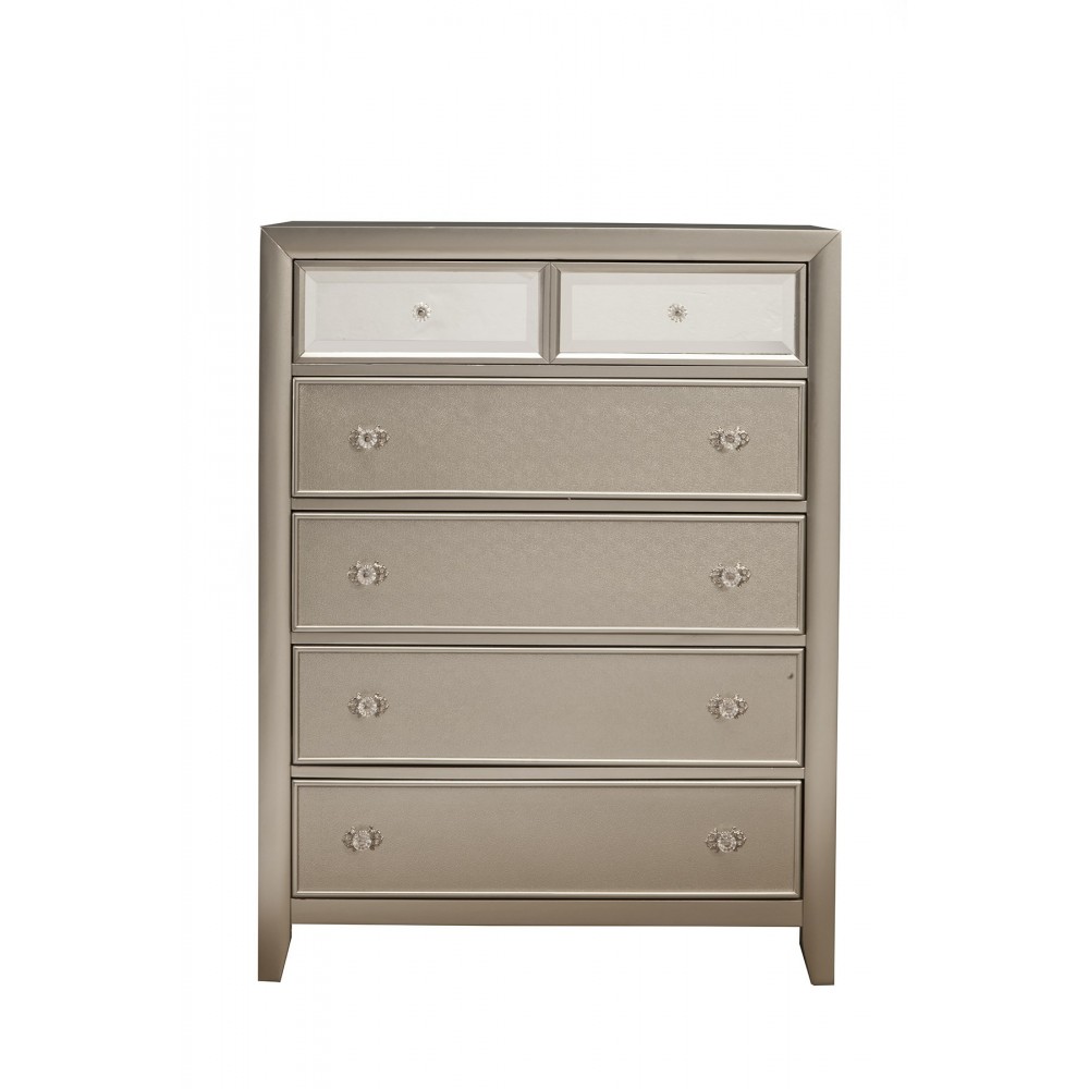 Silver Dreams 5 Drawer Chest, Silver Silver Dreams 5 Drawer Chest, Silver