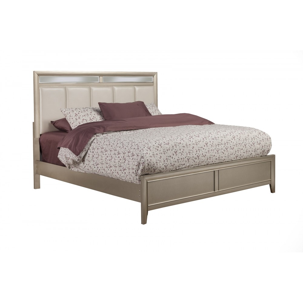 Silver Dreams Standard King Panel Bed w/Upholstered Headboard, Silver Silver Dreams Standard King Panel Bed w/Upholstered Headboard, Silver