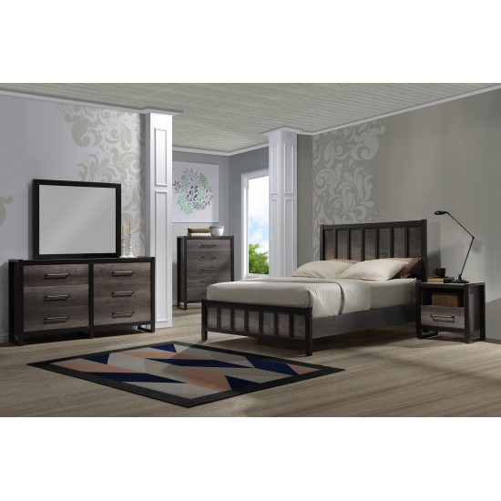 Monarch Standard King Panel Bed, Grey/Black