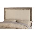 Camilla California King Panel Bed w/Upholstered Headboard & Nailheads, Grey