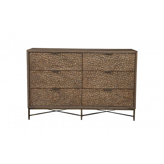 Brown Pearl 6 Drawer Dresser, Brown Bronze