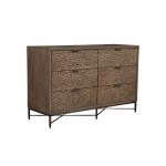 Brown Pearl 6 Drawer Dresser, Brown Bronze