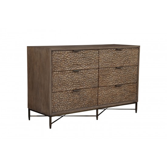 Brown Pearl 6 Drawer Dresser, Brown Bronze