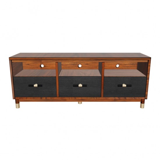 Belham 3 Drawer TV Console, Dark Walnut