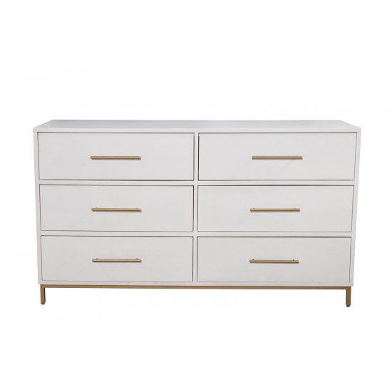 Madelyn Six Drawer Dresser, White