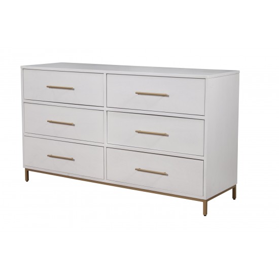 Madelyn Six Drawer Dresser, White