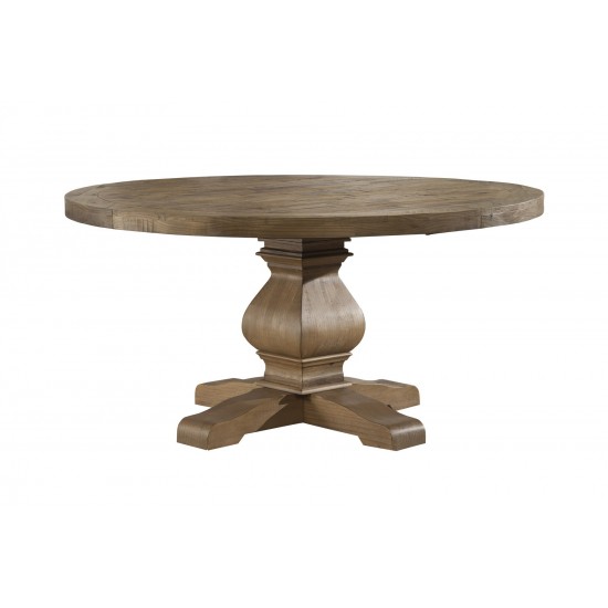 Kensington Round Solid Pine Dining Table, Reclaimed Natural