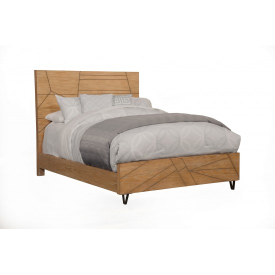 Trapezoid Full Size Panel Bed, Cerused Wheat