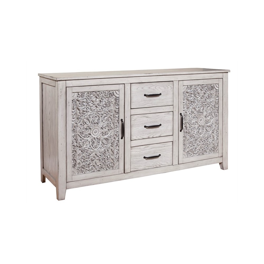 Aria Dresser with Cabinets & Drawers, Gray