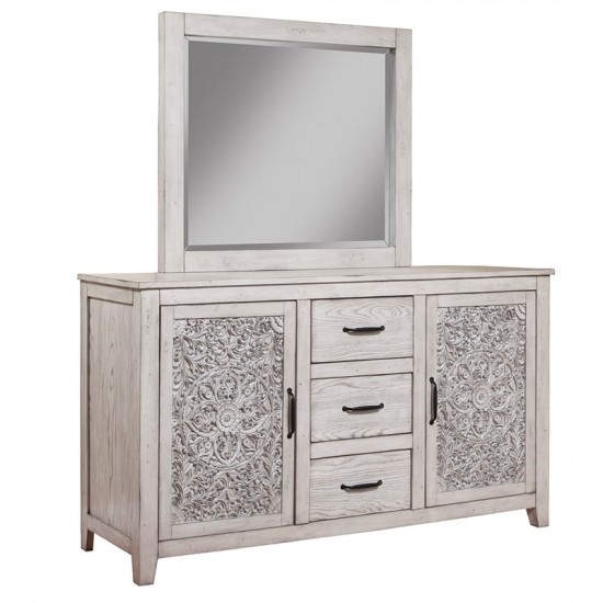 Aria Dresser with Cabinets & Drawers, Gray