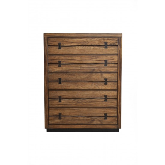 Live Edge 5 Drawer Chest, Tobacco