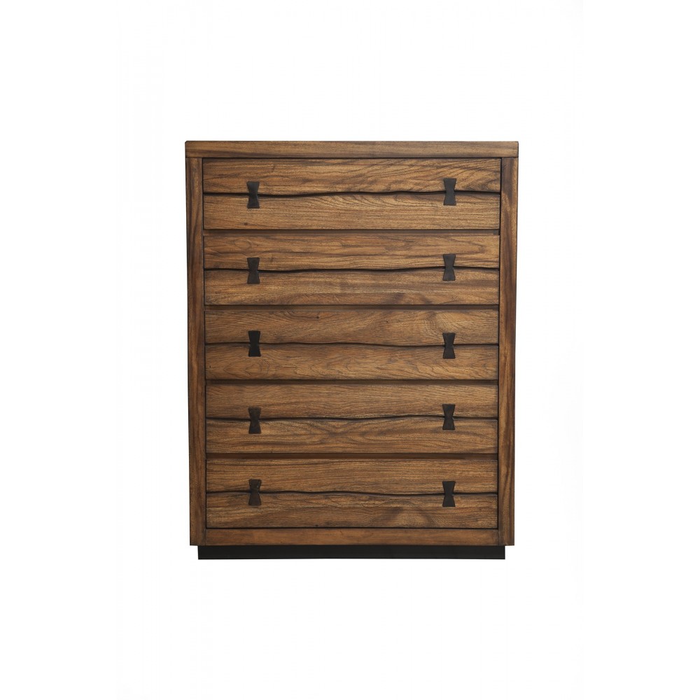 Live Edge 5 Drawer Chest, Tobacco