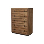 Live Edge 5 Drawer Chest, Tobacco