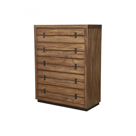 Live Edge 5 Drawer Chest, Tobacco