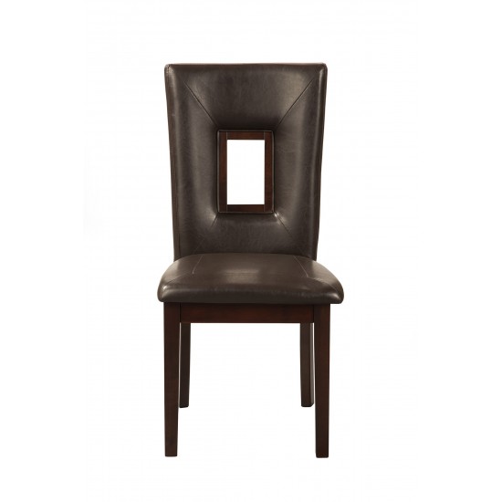 Segundo Set of 2 Faux Leather Side Chairs, Espresso