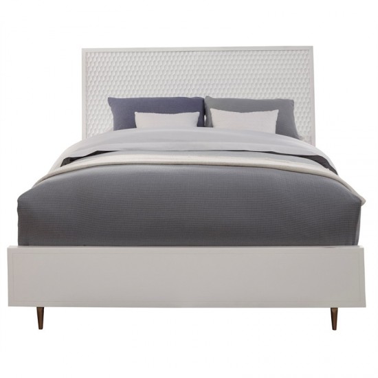 White Pearl California King Panel Bed