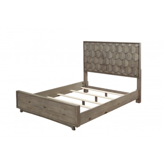 Shimmer Queen Panel Bed, Antique Grey