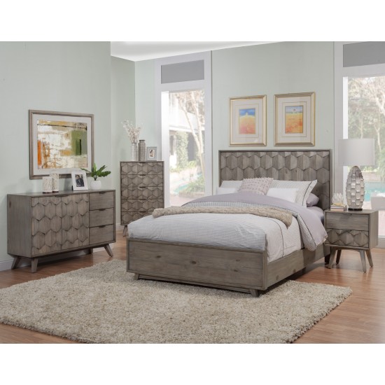 Shimmer Queen Panel Bed, Antique Grey