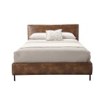 Sophia California King Faux Leather Platform Bed, Brown