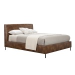 Sophia Standard King Faux Leather Platform Bed, Brown