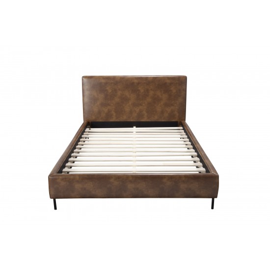 Sophia Standard King Faux Leather Platform Bed, Brown