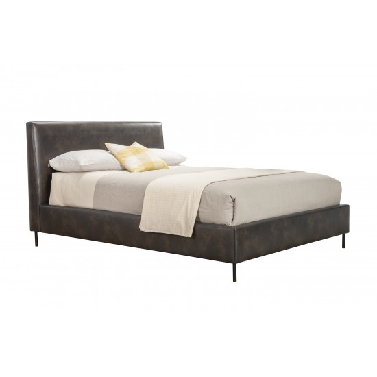 Sophia Standard King Faux Leather Platform Bed, Gray