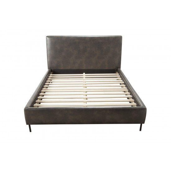 Sophia Standard King Faux Leather Platform Bed, Gray