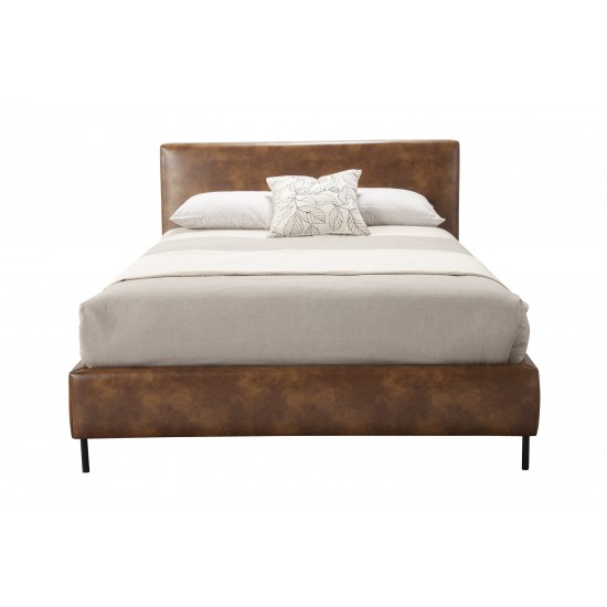 Sophia Full Faux Leather Platform Bed, Brown