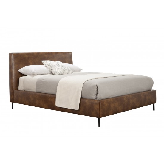 Sophia Full Faux Leather Platform Bed, Brown